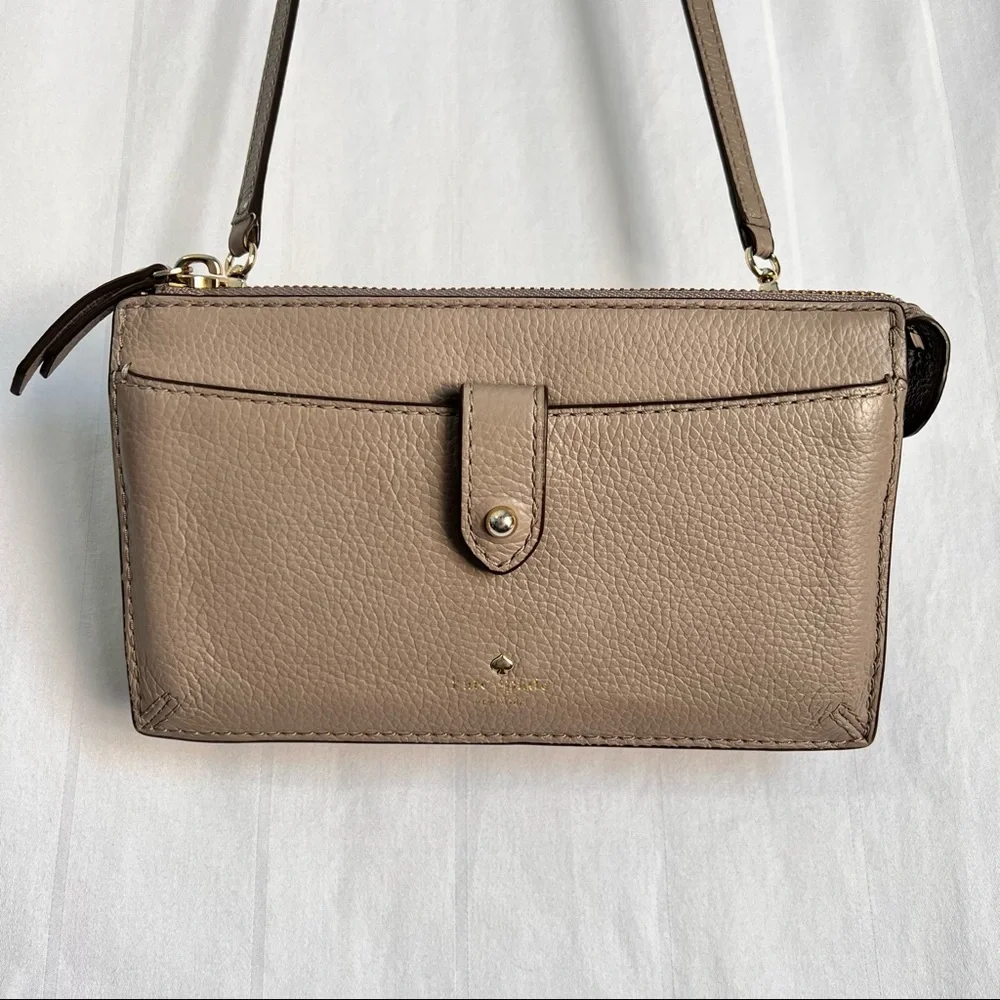 Kate Spade Jackson Small Tab Crossbody, taupe/gray - Picture 4 of 11